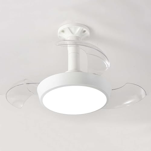 Pequeño Ventilador Techo Con Luz Y Mando A Distancia, Regulable Moderno Ceiling Fan With Light 3 Velocidades Silencioso Aspas De Ventilador Invisibles 20.5in, Blanco