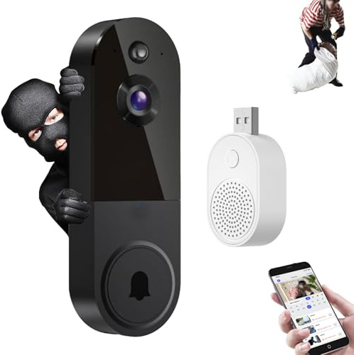 Safe Doorbell Camera, Wi-Fi Video Doorbells, 1080p Smart Camera, Safe Doorbell the Smarter Way to Protect Your Home (Black)