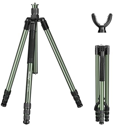 Manbily MA-284GL - Trípode de aluminio con 360° V en forma de U para disparar, 185 cm de carga máxima de 10 kg, tornillo de 3/8 pulgadas, para cámaras réflex digitales, abrazaderas, cabezales de bola