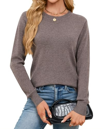 YYIDATON Women Crew Neck Wool Blend Jumpers Casual Basic Long Sleeve Pullover Sweater Tops