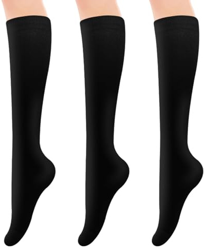 YUSHWENPTY knästrumpor svart, 3 par knästrumpor dam, Overknees strumpor, långa strumpor för halloween, karneval, kostymtillbehör