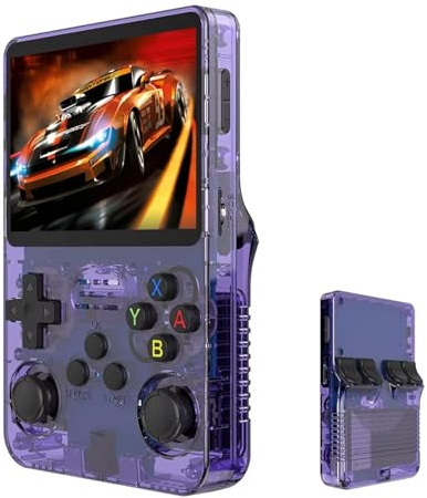 Consola Retro Portatil con 15000/21000 Juegos Preinstalados-Videoconsola R36 con Tarjeta SD 64GB/128GB - Mini Consola Retro con Funda Protectora y Cargador-Maquinita de Videojuegos(Purple,128G)