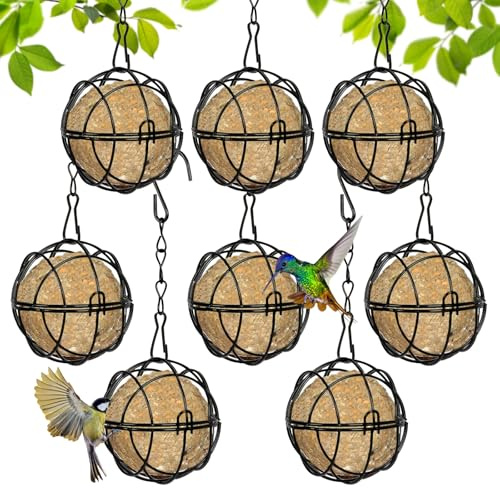 8 Pezzi Mangiatoia per Palle di Grasso con Gancio, Mangiatoia per Uccelli per Palline di Grasso, Man-giatoia Uccellini Selvatici Sospeso, Man-giatoia Uccellini Esterno, per Giardino, Fringuelli