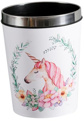 FONDOTIN Trash Ring with Bin Pressing Waste Design 12l and Style Fixing Garbage Bag Feature, round Cartoon Leather and Pvc Container for Home Use