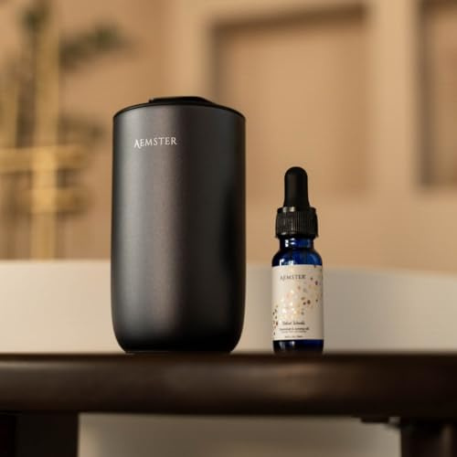 Aemster – tragbarer Aroma Diffusor kabellos – Haevn Move Black – Raumduft elektrisch ohne Wasser – manuell über Tasten gesteuert – Kaltlufttechnologie – bis zu 25 m² Abdeckung – Duftgenuss