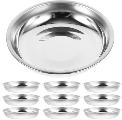 Hoement 10pezzi Pz Piatti Inox Rotondi Per Salse e Condimenti Piattini Per Barbecue e Picnic Per Casa e Ristoranti