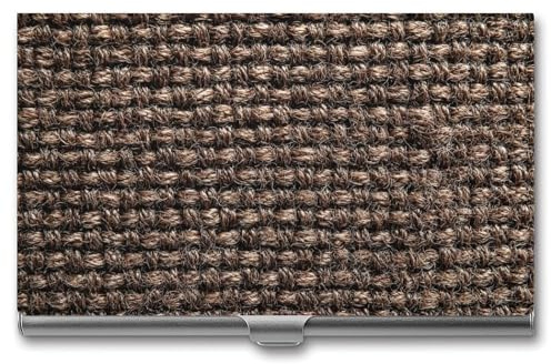 Jubonexis Porte-cartes de visite en tissu texturé marron - Étui fin en métal pour homme et femme
