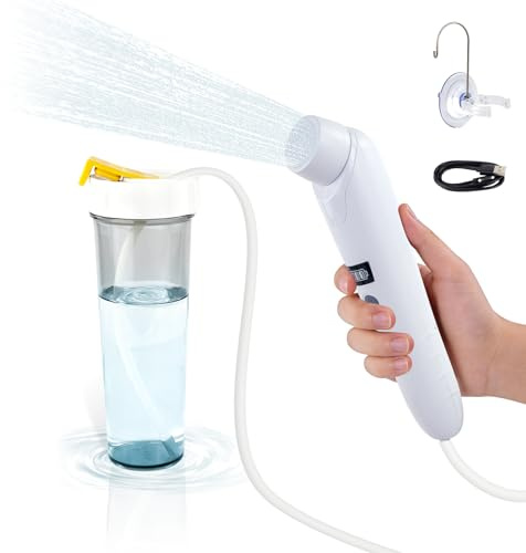 Portable Electric Bidet Sprayer, Rechargeable Handheld Bidet for Travel | Toilet | Personal Care | Postpartum Care | Hygiene Cleaning | Baby Care, 1L Water Container , 5ft Hose & Upgraded Filter