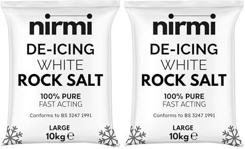 Nirmi White Rock Salt 10kg (Pack of 2) - Large - Premium De-Icing Grit for Driveways, Paths, Roads | Fast-Acting & Powerful | Natural Weed Control & Ice Melt