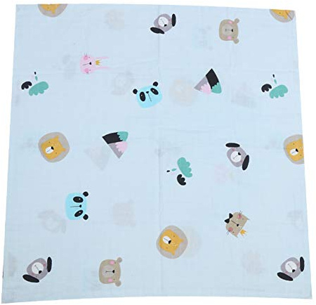 Segrehy Toalla de baño para bebé, paño de baño Infantil de algodón Suave, paño de baño Multifuncional, paño de alimentación para recién Nacido, niño pequeño, Animal Azul, 75x75cm