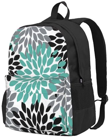 Womeng Sac à dos de grande capacité avec imprimé de fleurs de dahlia pour adultes, voyage, école, trajet, randonnée, usage quotidien