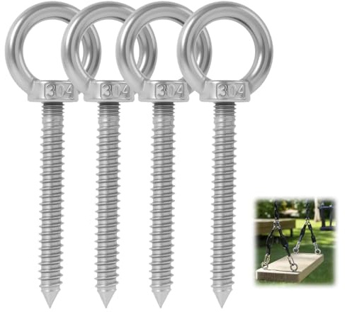 leruiyezs 4pcs Ringschraube M10 Ösenschraube M10 Edelstahl 304 Lang Mit Geschlossener Öse Für Hohe Lasten Innen Und Außen M10 x 80 mm Für Hängematte Schaukel Markise Deckenmontage