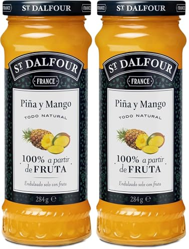St Dalfour PIÑA Y MANGO | Fruta triturada | Mermelada natural 284gr | 100% fruta sin azúcares añadidos (Paquete de 2)