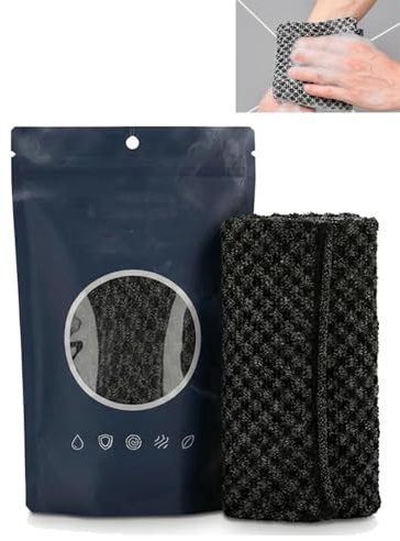 Serviette De Douche Exfoliante, Serviette Exfoliante Douche De Gommage Naturel En Fibre De Bambou Et Charbon, Exfoliation Douce Pour Une Peau Plus Propre, Plus Saine (1*Black)