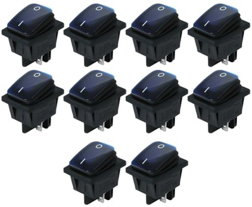 Bosiyrggrl 4 Broches Interrupteur à Bascule Étanche 250V 16A Voiture Bateau Bouton avec Lumière LED C