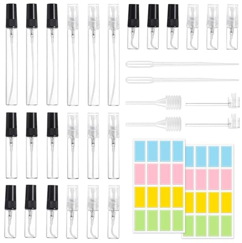 DBTW Sprühflasche Klein Glas (10, Ml/min) | 8 Stück mit Pipetten Trichter Etiketten, für Ätherisches Öle,Kosmetik, Apotheker, Reinigung,Aromatherapie, Massage, Haare
