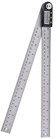 Aolidsive Transportador Digital de 0-300mm, Regla Buscador de ángulo LCD de Acero Inoxidable, Herramienta de Medición de Carpintería para Contratistas de Carpintería
