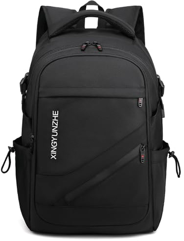 Resa laptop ryggsäck business ryggsäck anti-smal bokväska med USB-laddningsport vatten ryggsäck för kvinnor och män 13 16,5 bärbar dator och notebook handbagage ryggsäck flyggodkänd, Svart, en storlek