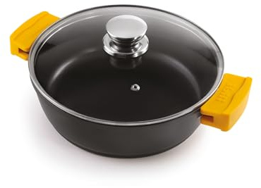 IBILI, Casseruola Evolution in alluminio fuso, coperchio in vetro e manici in silicone, 40 cm, antiaderente, adatta ai piani a induzione.