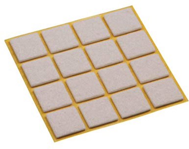 Metafranc TopSoft 644806 Lot de 16 patins en feutre autocollants Beige 20 x 20 mm Protection efficace de vos meubles et chaises pour sols délicats