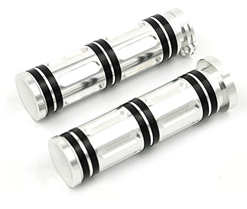 Anzene Heavy Duty CNC Billet Edge Cut 1 Lenkergriffe für Harley Sportster Dyna Softail Touring (Chrome)