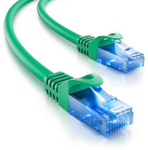 deleyCON 15m CAT.6 Ethernet Gigabit LAN Netzwerkkabel RJ45 CAT6 - Grün | Patchkabel, kompatibel zu CAT.5, CAT.5e, CAT.6a und CAT.7