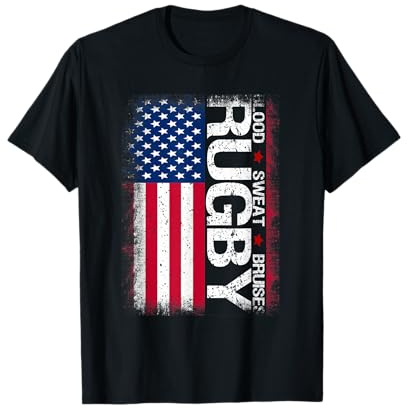 USA Rugby American Flag Distressed Rugby 4th of July Gift T-Shirt Small