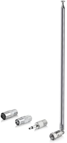 Bingfu DAB FM UKW Radioantenne 75 Ohm Teleskopantenne mit F-Stecker | Bis 115 cm ausziehbar zur flexiblen Empfangsanpassung, inkl. 3 Adapter, für DAB+/UKW-Radios, Stereoanlagen und AV-Receiver