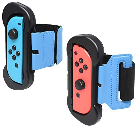 FYOUNG Wrist Straps for Just Dance 2026 2025 2024 2023 2022, 2 Pack Adjustable Elastic Wrist Bands for Zumba Compatible with Nintendo Switch/Switch OLED - Blue/Black