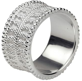 SILBERMOOS Damen Ring Ornament Band fein gepunktet Punkte glänzend Sterling Silber 925
