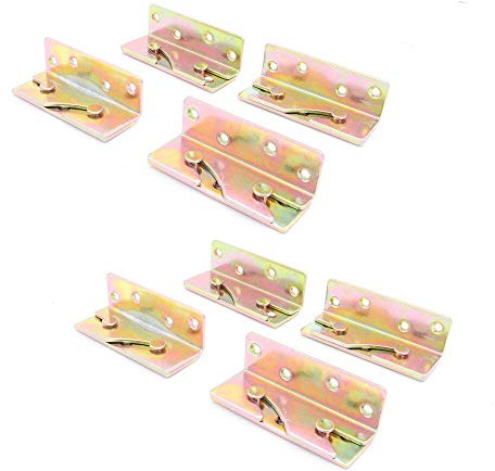 Pack of 8 NUZAMAS Bed Brackets, Heavy Duty Bed Hinges, Connector for Bed Corner Fixings, Bed Frame Hardware Rail Bracket Fittings Fastener