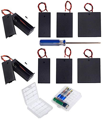 GTIWUNG 10 st AA 1,5 V/3 V/4,5 V/6 V batterihållare plastbatterilåda med på/av-brytare, DIY AA-batterilåda, batterihållare med switchkablar