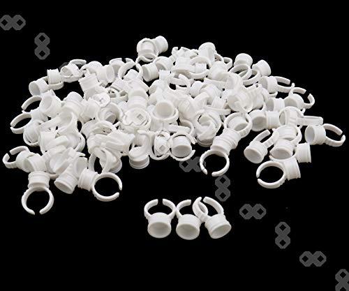 Create idea 100pcs 11mm Tattoo Tinte Ringe Kleber Pigmentringe Microblading Middle Size Plastik Permanent Makeup Ink Ring Leimhalter Tintenbecher Tattoo Zubehör