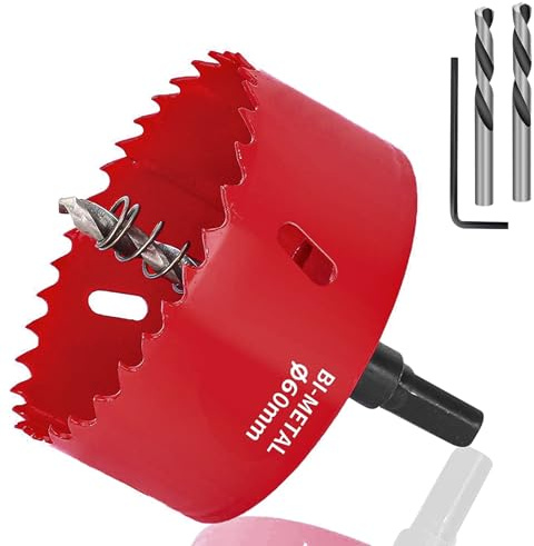 JatilEr 60MM Lochsäge, Lochsägen Set Kit Durchmesser Hochleistungs-Lochschneidöffner Bimetall-Lochsäge für Holz Aluminium Eisenblech Rohr Kunststoff usw. (rot)