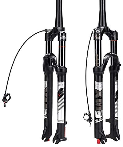 BUCKLOS 26/27,5/29 Reisegabel, 120 mm, MTB-Luftfederung, Rückpralleinstellung, 1 1/8 gerade/konischer Rohr, QR 9 mm, manuell/ferngesteuertes Lockout XC AM, ultraleichte Mountainbike-Vorderradgabel