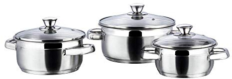 Saucepan Set Saucepan Set Stainless Steel Vinod Stainless Steel Bremen Saucepot with Glass Lid - 3 Pieces((1 LTR, 1.5 LTR and 2 LTR)
