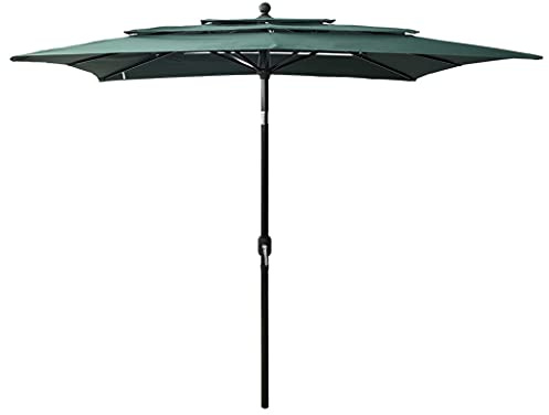 vidaXL Ombrellone a 3 Livelli con Palo in Alluminio Verde 2,5x2,5 m