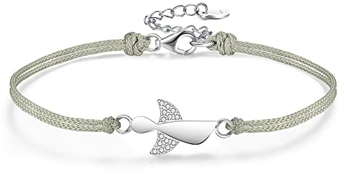 F.ZENI Damen Armband Schutzengel 925 Sterling Silber Armbänder Glücksbringer für Frauen und Mädchen 24cm Einstellbare Handarbeit Geflochtenes