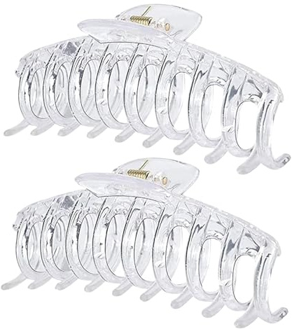 Marrie Large Hair Claw Clips for Thick Hair Nonslip Jumbo Hair Clamp Strong Big Hold Jaws Hair Styling Accessories for Women Girls Size 4.3 Inches (Clear)