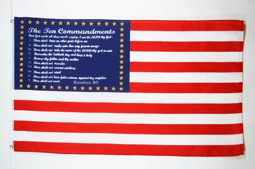 AZ FLAG - Bandera Estados Unidos 10 Mandimientos - 90x60 cm - Bandera America – Ee.Uu - Usa 100% Poliéster Con Ojales de Metal integrados - 50g - Colores Vivos Y Resistente A La Decoloración