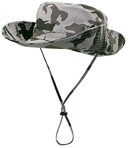 WANYING Damen Herren Outdoor Sonnenschutz Bucket Hut Fischerhut Baumwolle Two Way to Wear für Kopfumfang 55-62 cm Camouflage