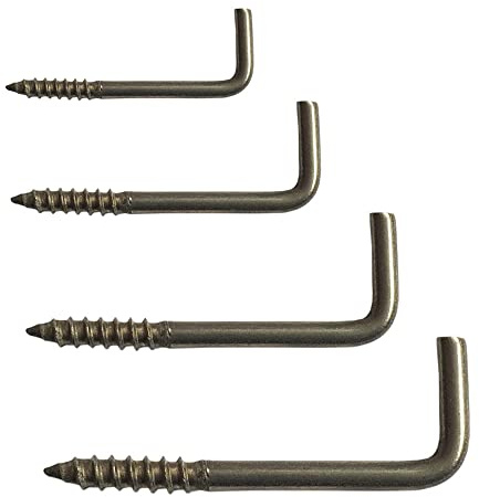 Generisch L-Haken Edelstahl V2A, Schrauhaken gerade 90° Winkel Haken mit Holzgewinde (25, 2,8 x 30 mm)