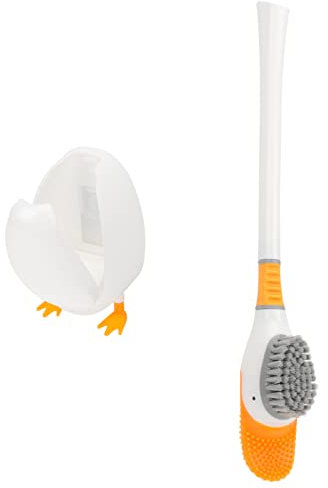 TOPBATHY Brosse De Toilette Cartoon Incurvée avec Support Brosse De Nettoyage Adorable pour Salle De Bain Pratique Et Résistante Design Moderne Et Compact