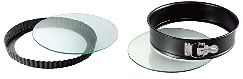 ORIGINAL KAISER Inspiration Tarteform mit Hebeboden Glas 28 cm & Inspiration Springform Glasboden 26 cm rund, Hebeboden, schnittfest, auslaufsicher, antihaftbeschichtet, servierfertig