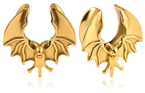 DOEARKO Ohr Tunnel 1 Paare Saddles Flesh Tunnel Plug Fledermaus Edelstahl Ohr Piercing Schmuck 8-25MM
