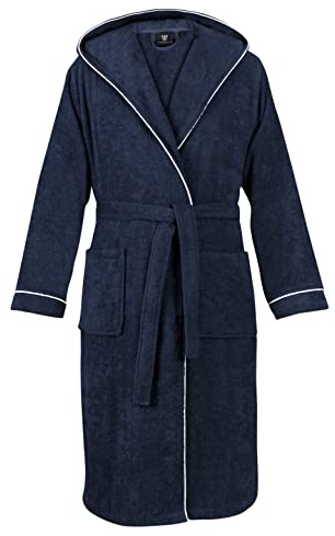 LAYNENBURG Accappatoio Uomo in spugna - Cappuccio - lungo - 100% Cotone (360g/m2) - OEKO TEX Standard 100 - Taglia (XL, Blu)