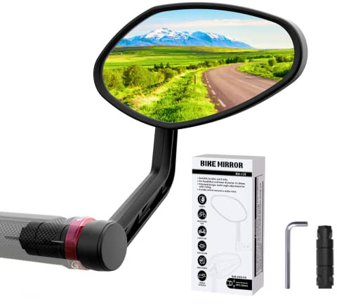 RBRL RM13E-1 New Bar End Bike Mirror, Rotatable HD Crystal Safety Bike Mirror Rear View Mirrors, Wider Vision Shockproof Bicycle Mirror, Universal Bicycle Mirrors for Electric Bike (Right),10.5 x 6 cm