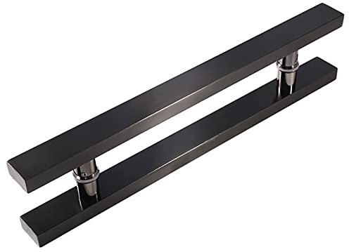 Tor-Hardware, schwarz gebürsteter Edelstahl, Vierkantrohr, Glastür, Push-Pull-Griff, Schiebe-Scheunentorgriff für Zuhause, Hotel, Büro, 5 Längen (400 x 300 x 38 mm)