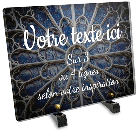 OCAP-FUNERAIRE.COM Grabschild, rechteckig, aus Plexiglas, Motiv Buntglas, verschiedene Größen, Dicke 6 mm, personalisierbar auf mehreren Linien, 30 x 20 cm