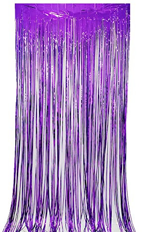 6 Stück Lila Lametta Vorhänge, Metallische Glitzervorhang Fringe 1m x 2m Glitzer Vorhang Deko Foto Hintergrund Dekoration Fransenvorhang fur Geburtstage Party Weihnachten Dekorationen